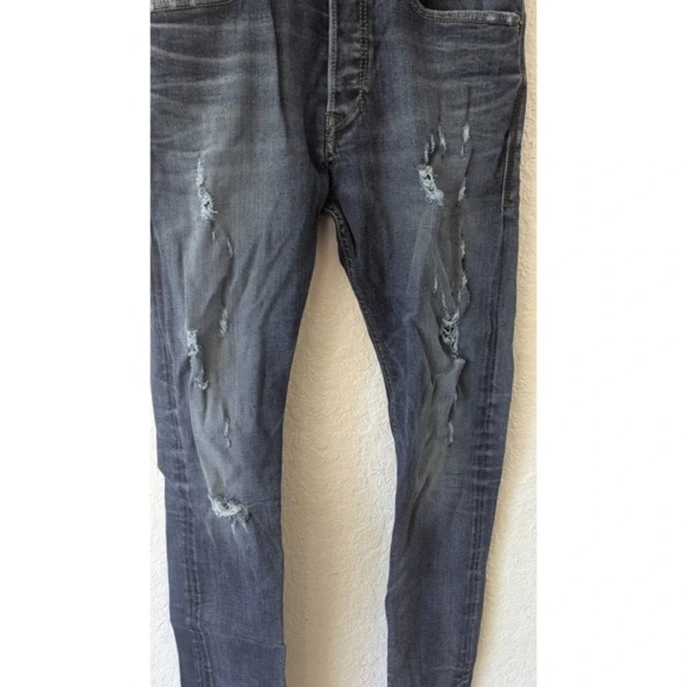 Diesel Distressed Slim Fit Jeans Faded Black Wash‎ Denim Button Fly Size 30